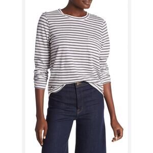 Madewell Blue Stripped Long Sleeve Pocket t - Size Small